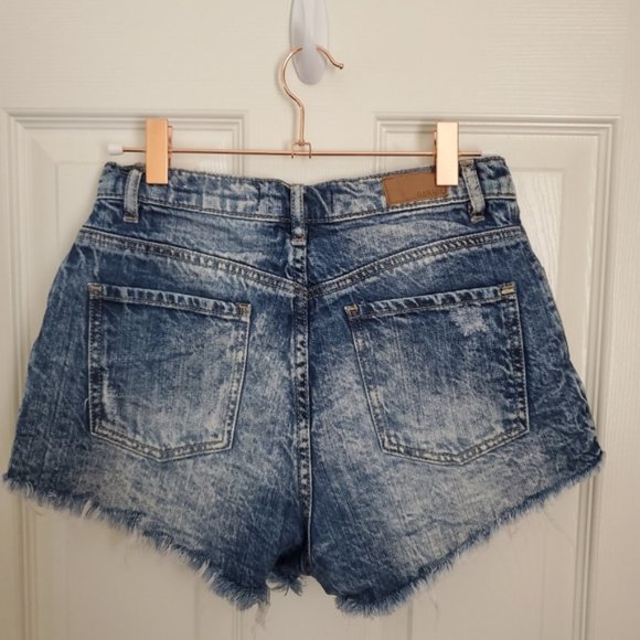 Garage Festival Distressed Cut Off Denim Shorts - Picture 2 of 2